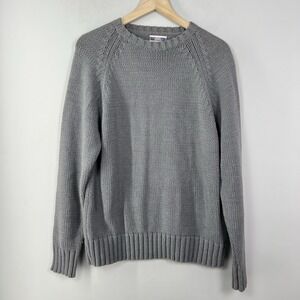 Vintage Gap Chunky Knit Sweater Mens Medium Gray Cotton Blend Fisherman Y2K